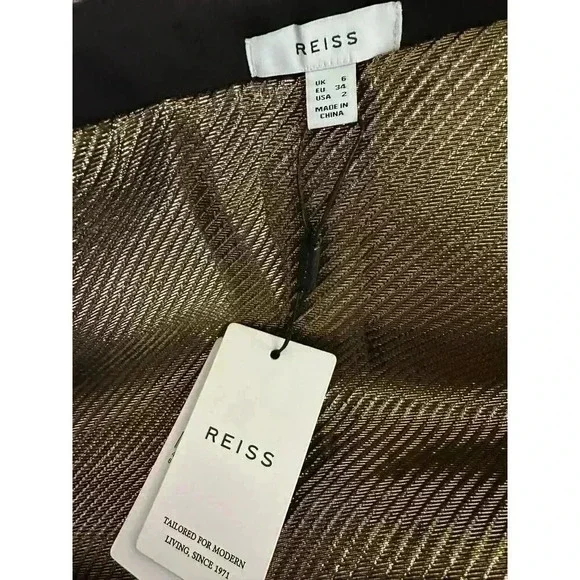 REISS LOUISA GOLD METALLIC MINI SKIRT NEW NWT! - Picture 6 of 6